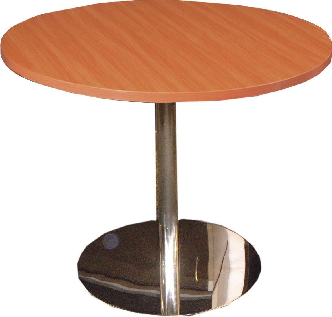 chrome disc round meeting table cherry