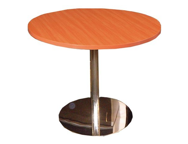 chrome disc base round meeting table cherry