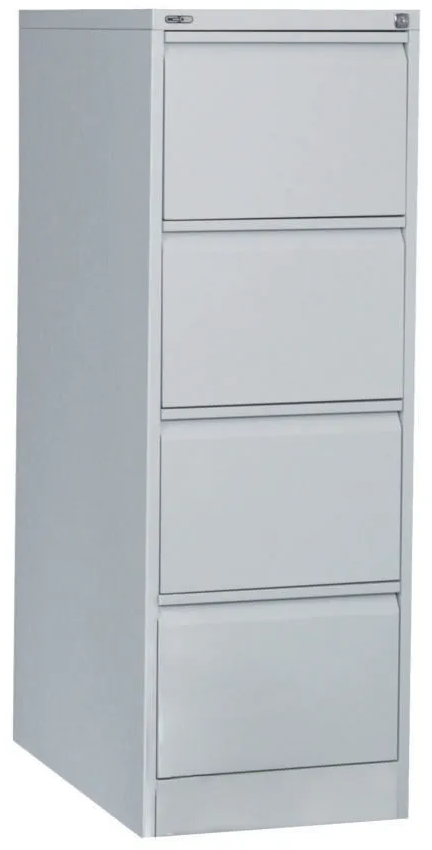 4 drawer metal filing cabinet silver grey