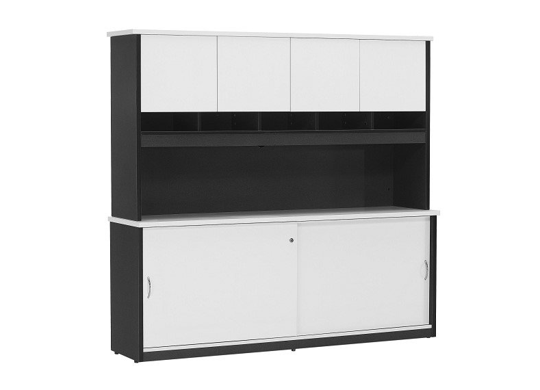 hutch with doors on credenza white