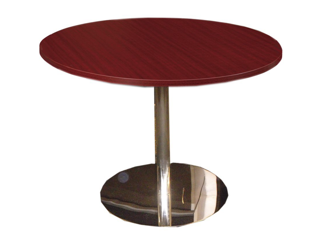 chrome disc round meeting table redwood