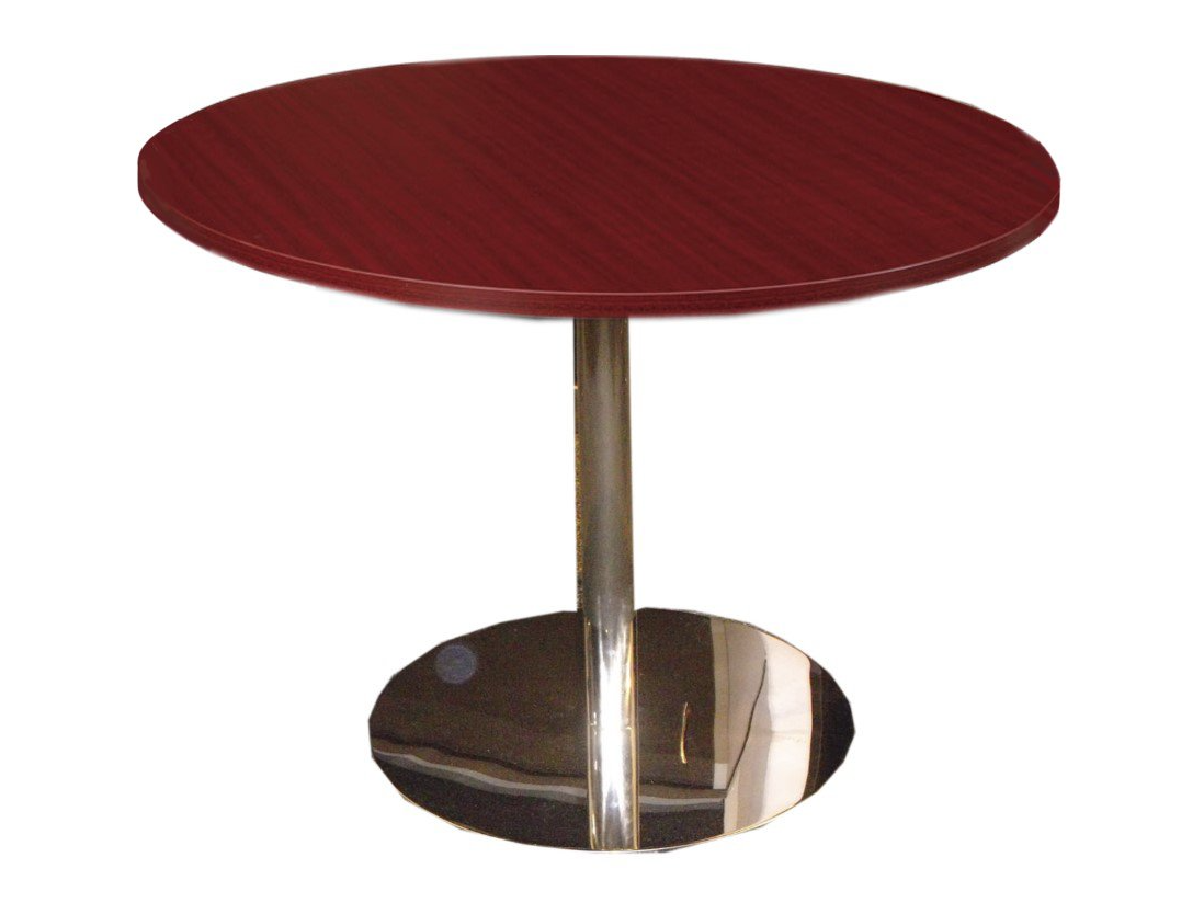 chrome disc base round meeting table redwood