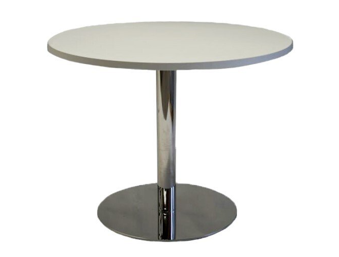 chrome disc base round meeting table parchment