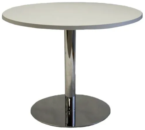 chrome disc round meeting table parchment