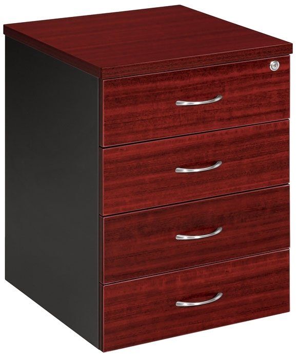 4 drawer mobile pedestal redwood