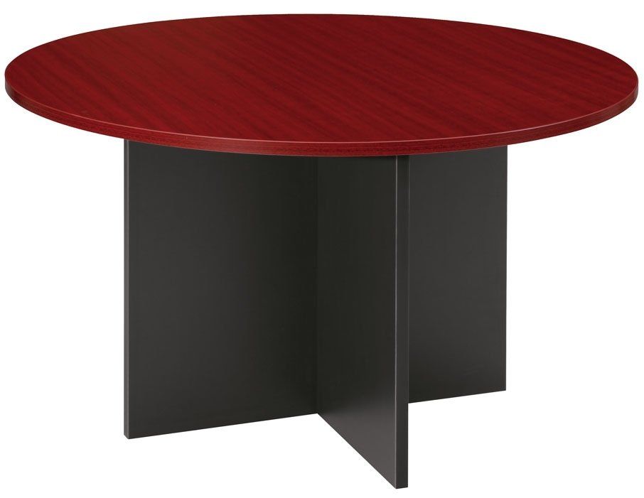 Cross Base round meeting table redwood