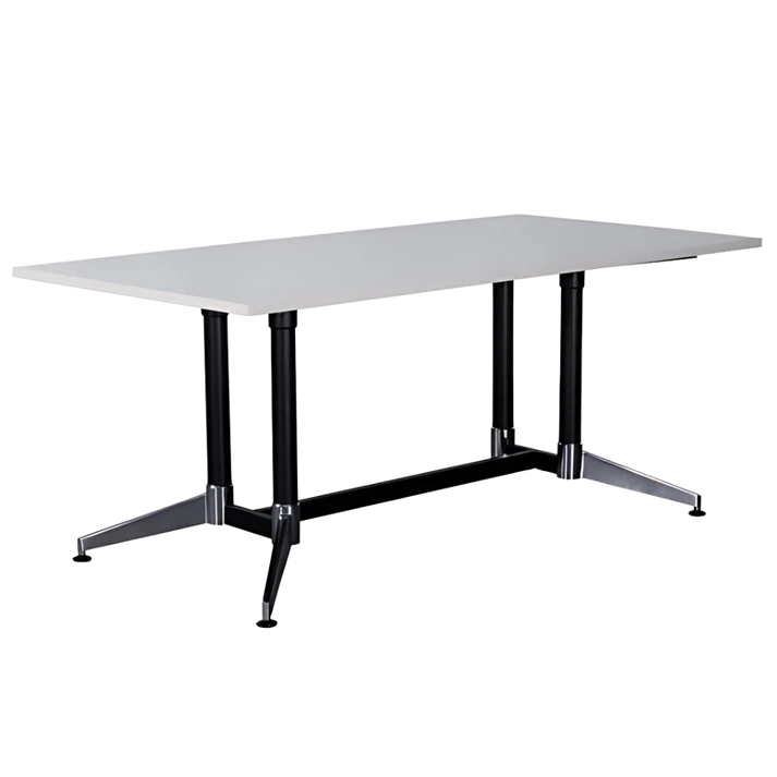 h-base boat-shaped boardroom table white