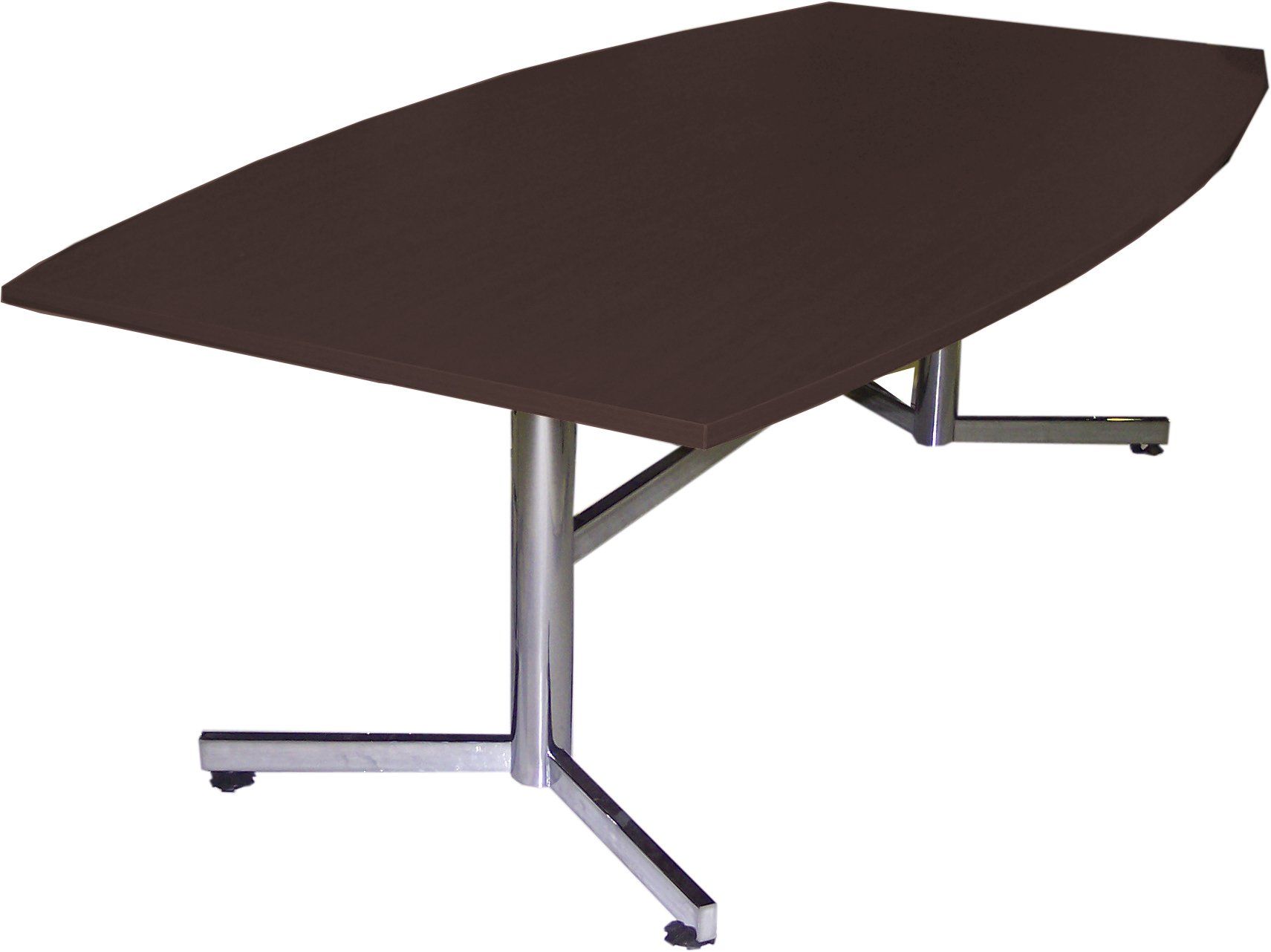 chrome base boat-shaped boardroom table wenge