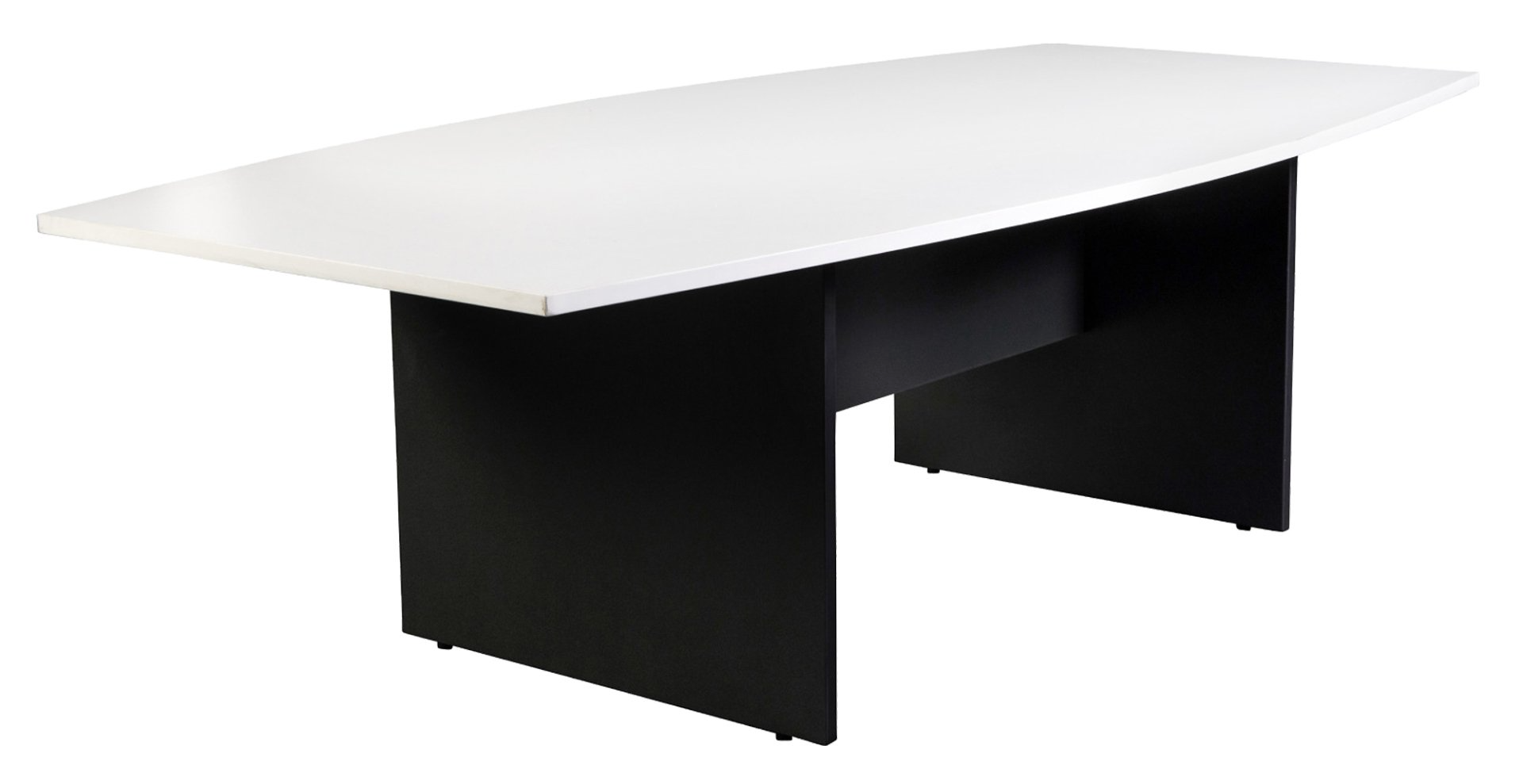 h-base boat-shaped boardroom table white