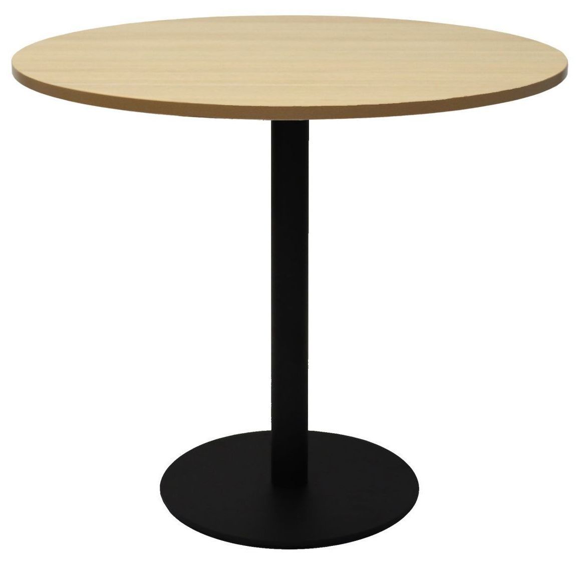 chrome disc round meeting table beech