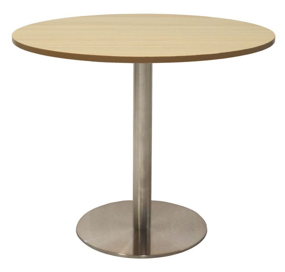 chrome disc round meeting table beech