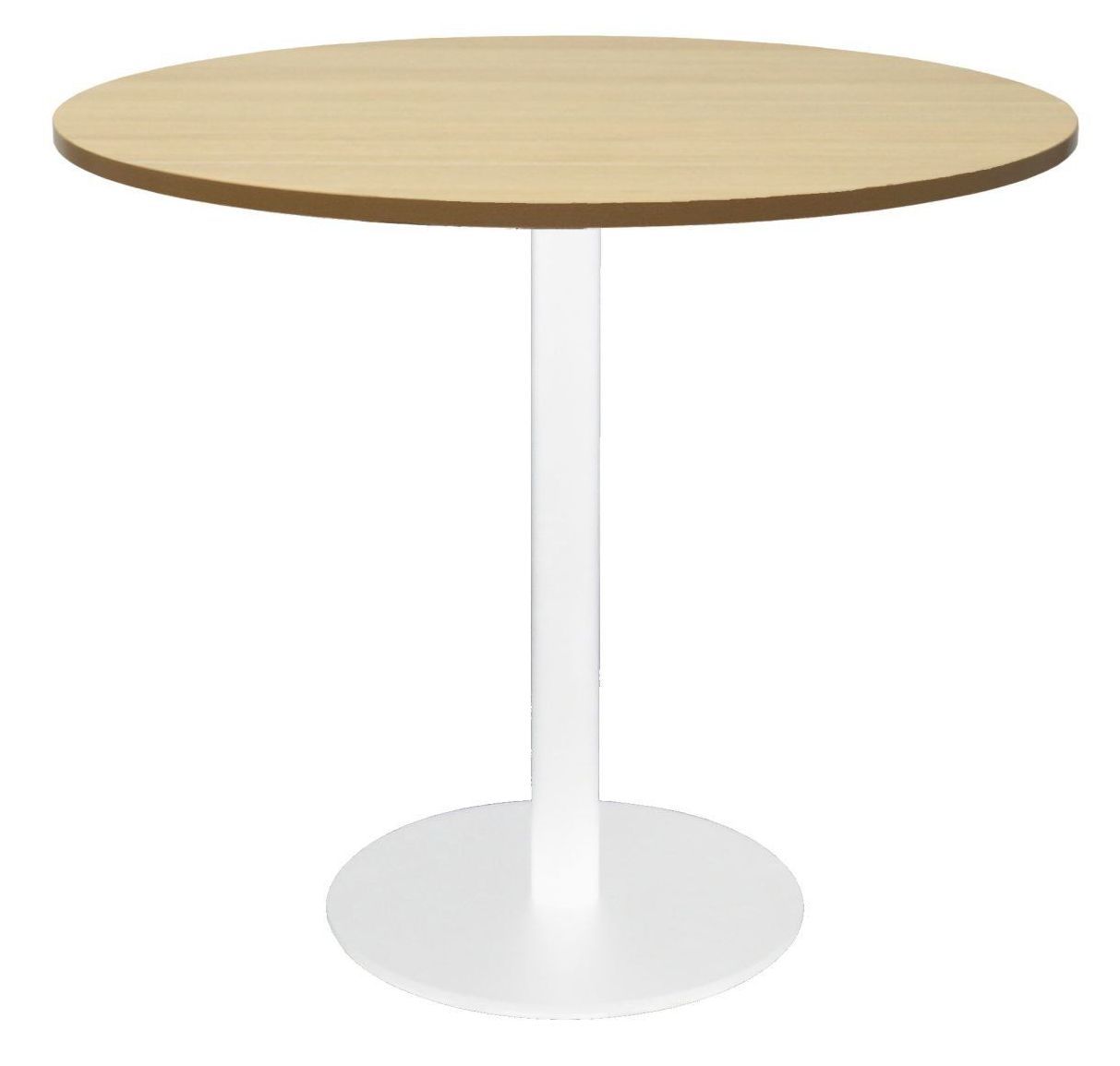 chrome disc round meeting table beech