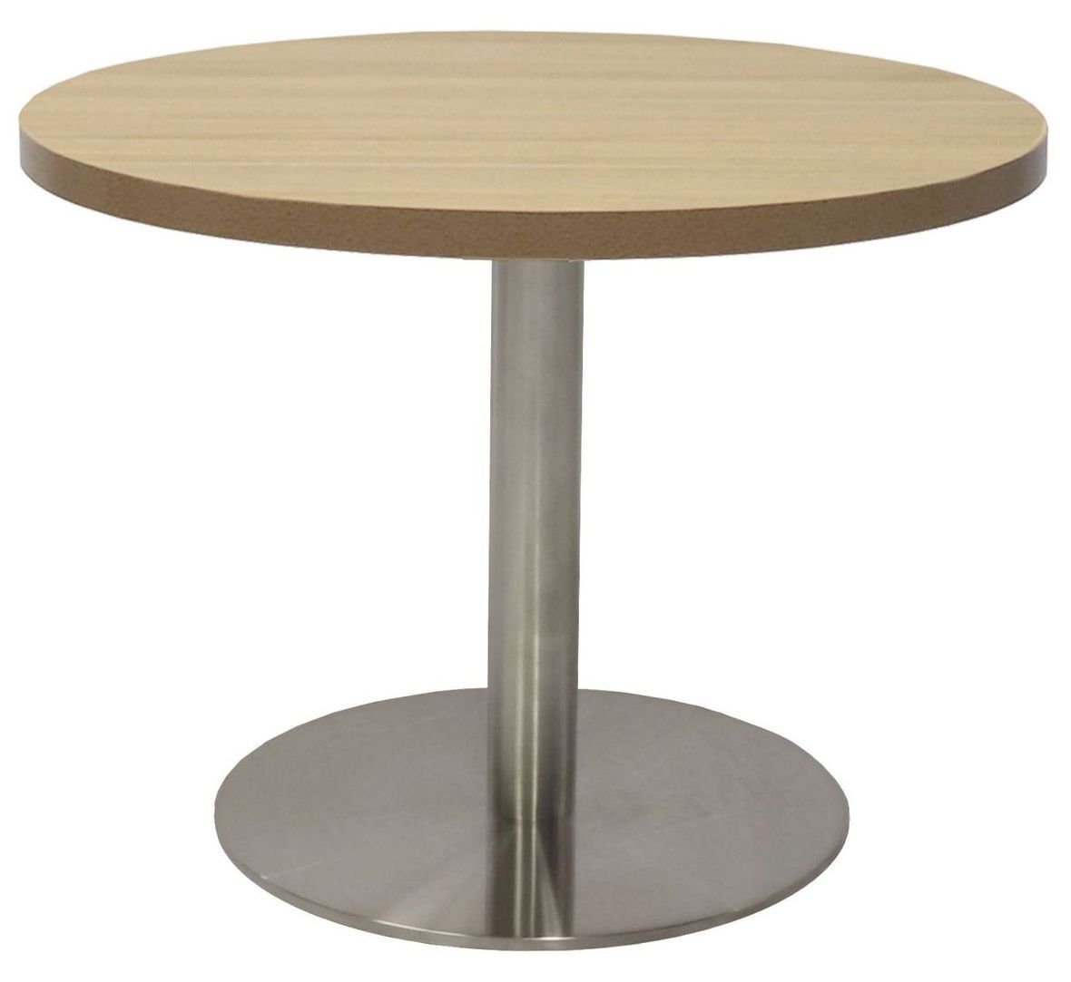 chrome disc round meeting table beech