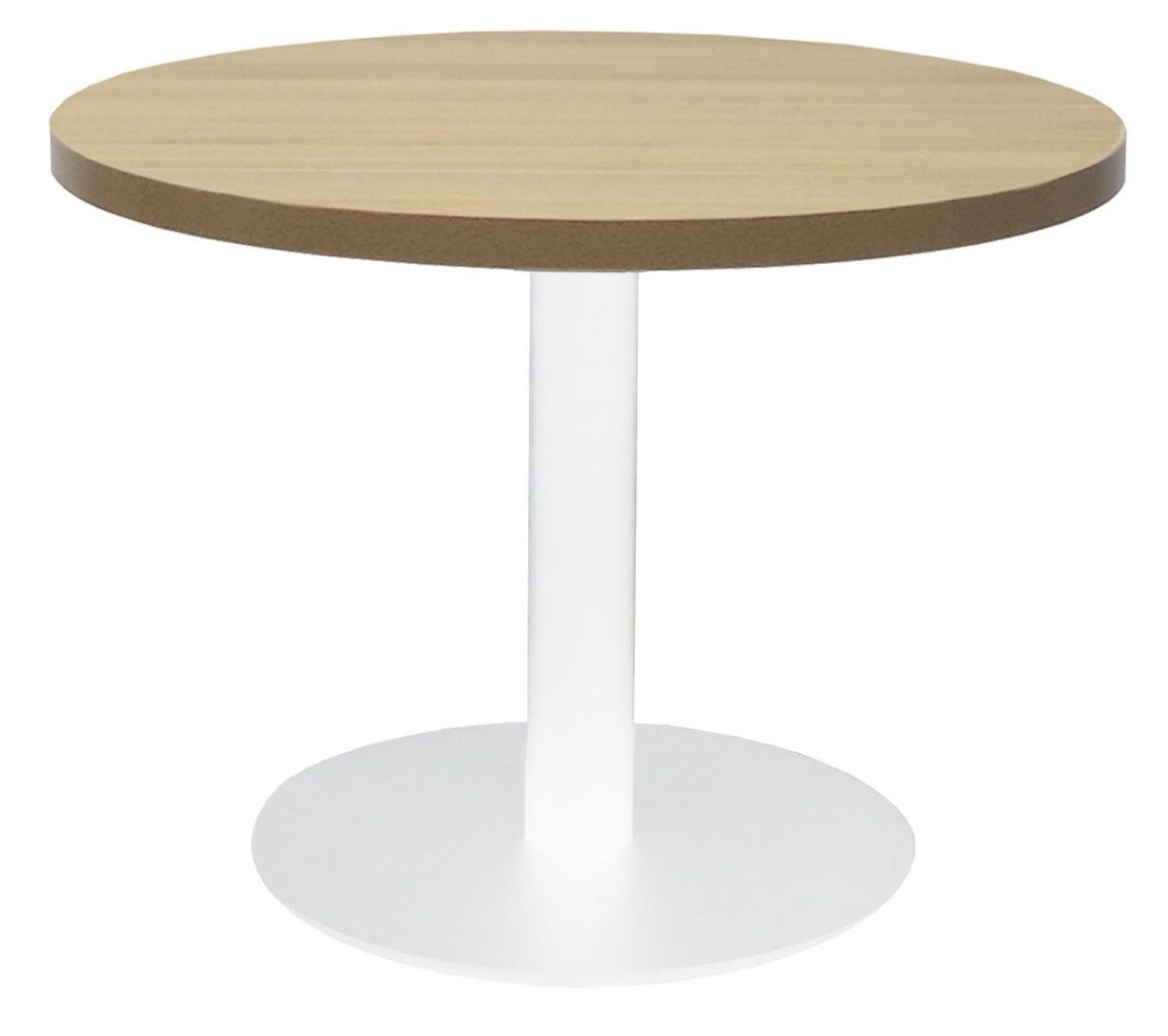 chrome disc round meeting table beech