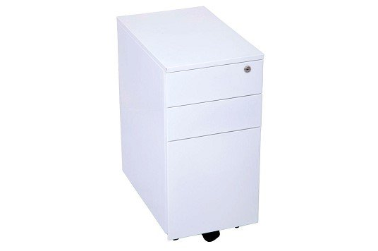2 drawer 1 file slimline metal mobile pedestal white