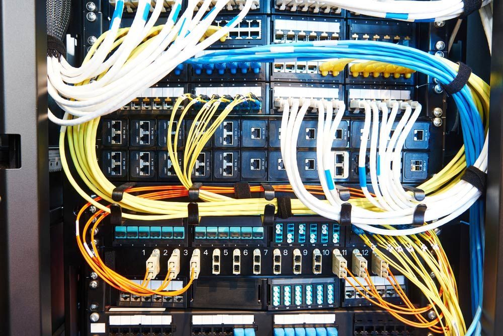 A Bunch Of Wires Are Connected To A Server — Wylec In Lake Macquarie, NSW