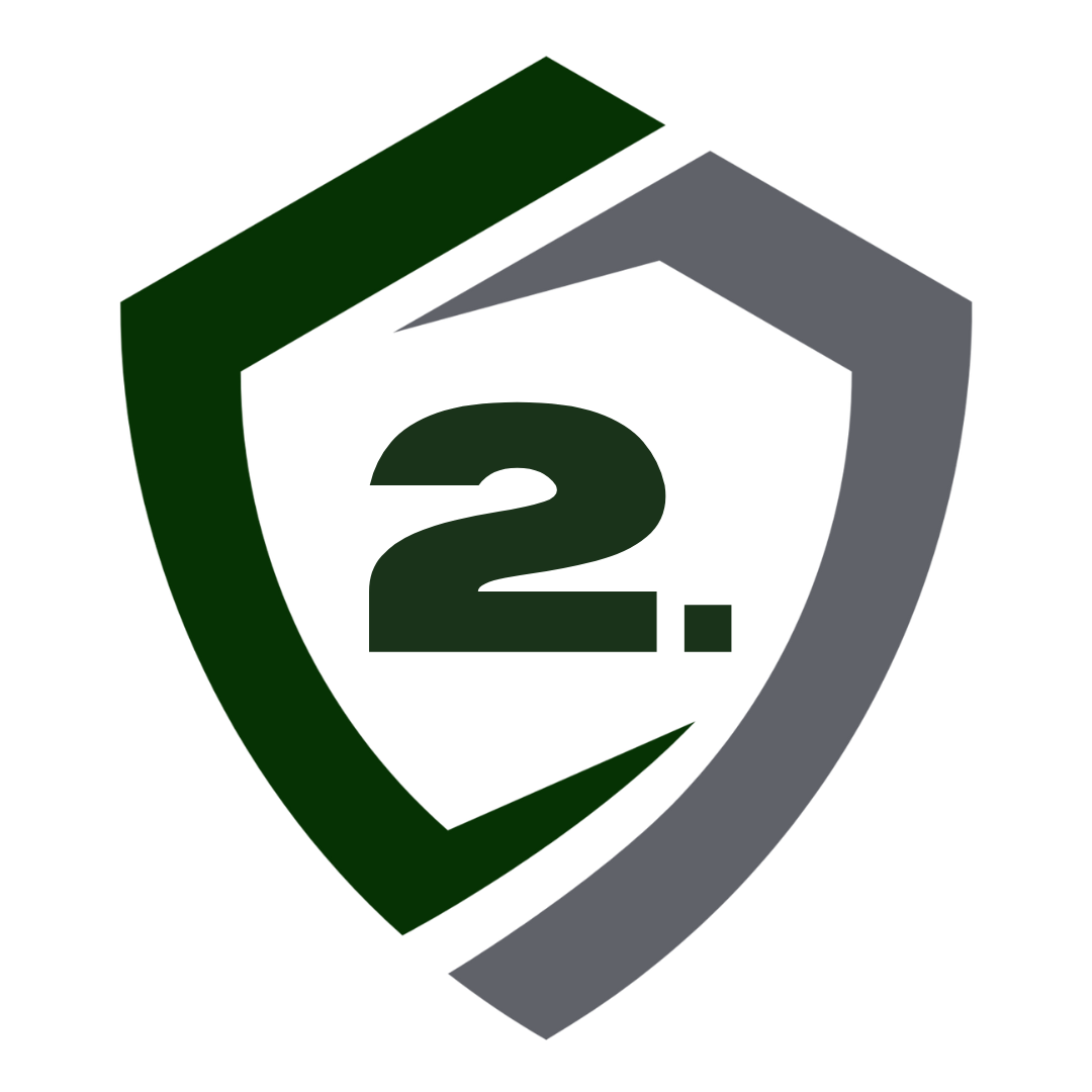 Shield-shaped logo with the number 