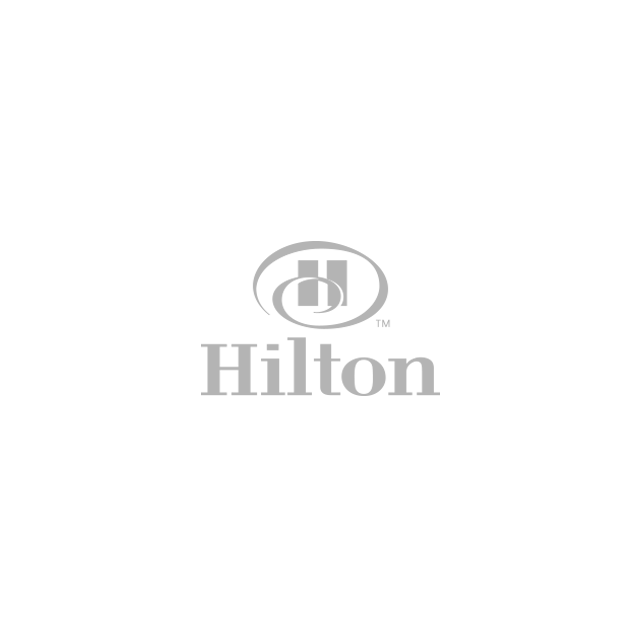 A gray hilton logo on a white background.