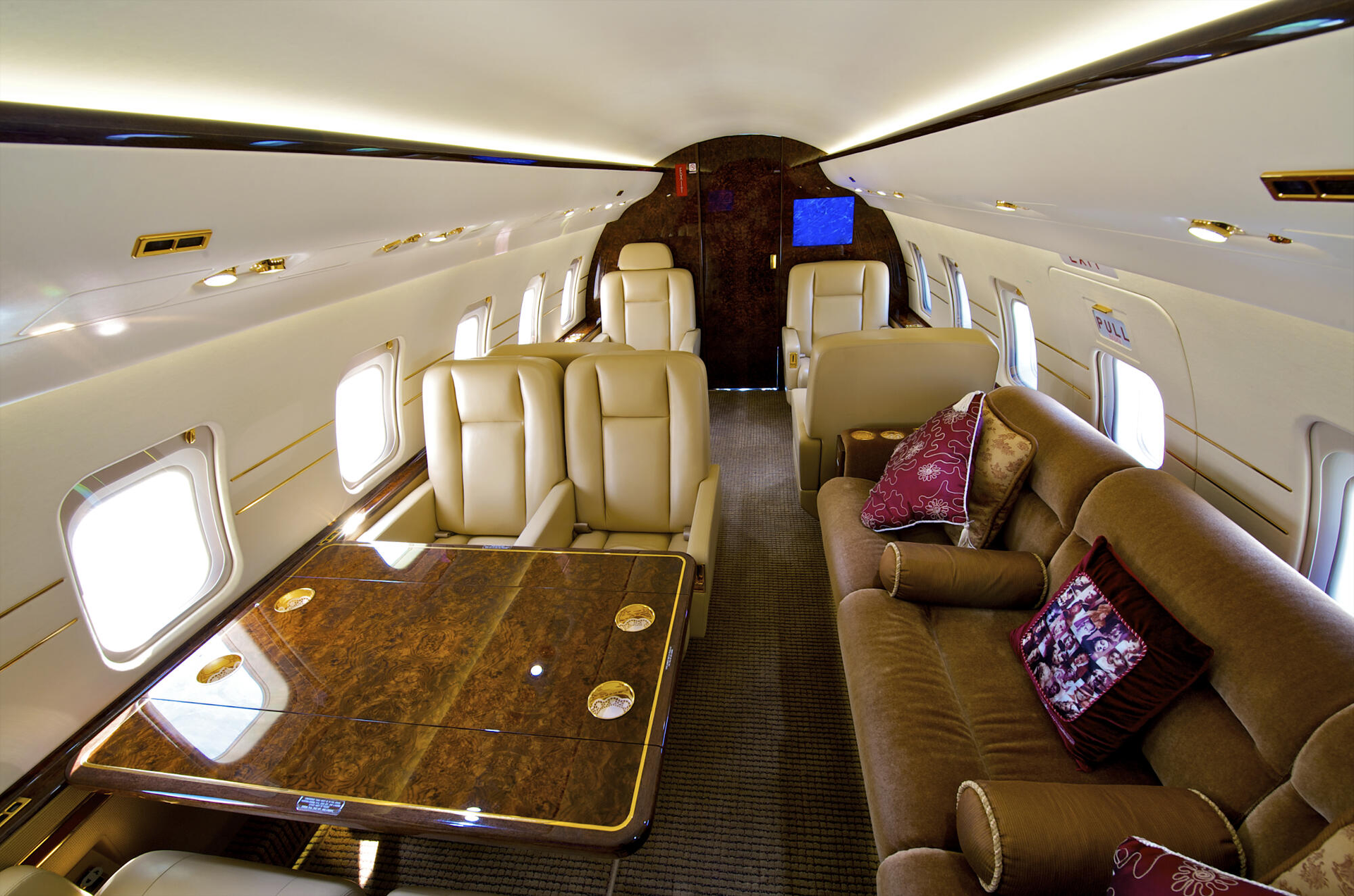 Interior of a luxury private jet highlighting the comfort and convenience of private jet membership in Australia.
