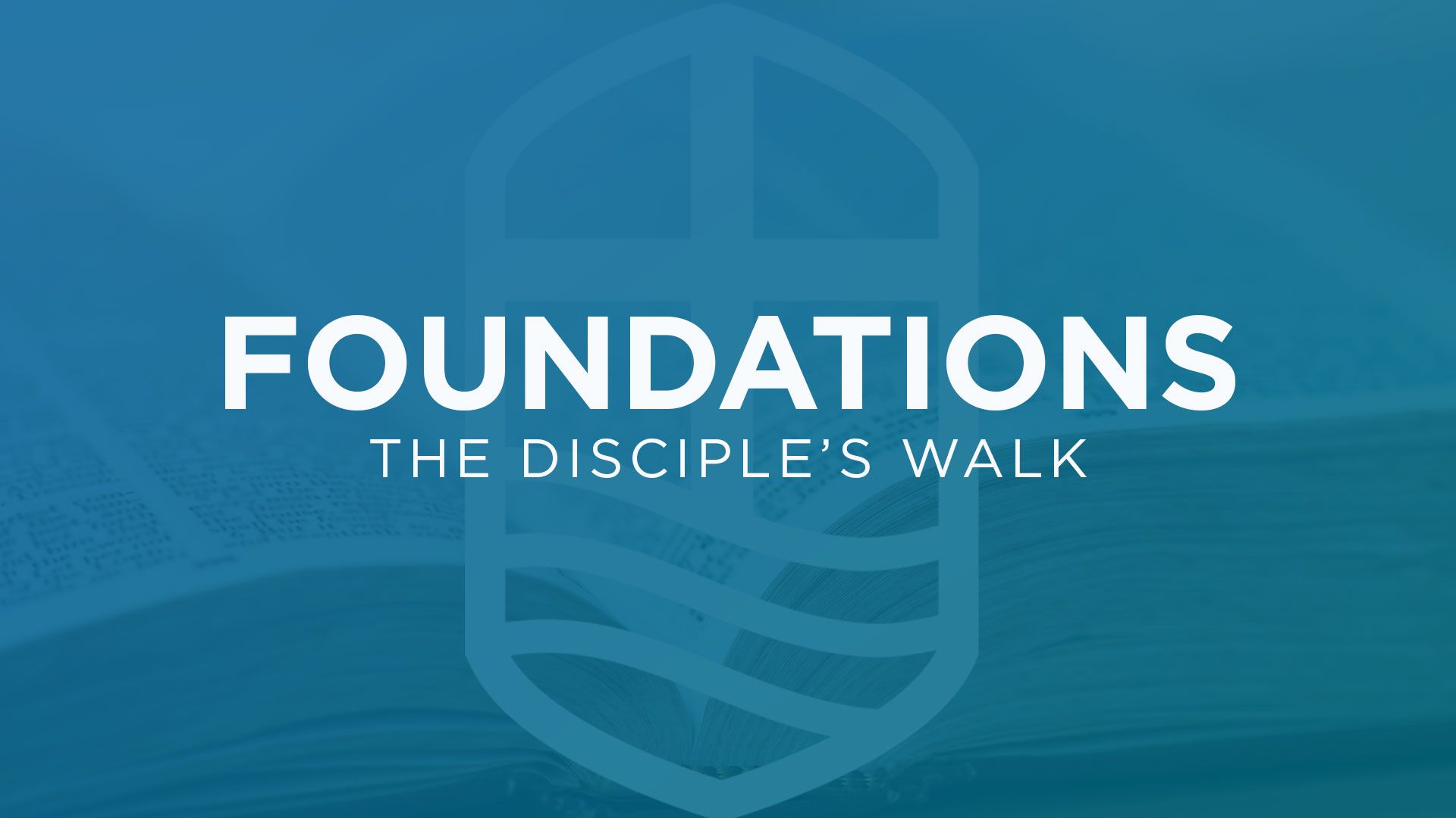 The logo for foundations the disciple 's walk is on a blue background.