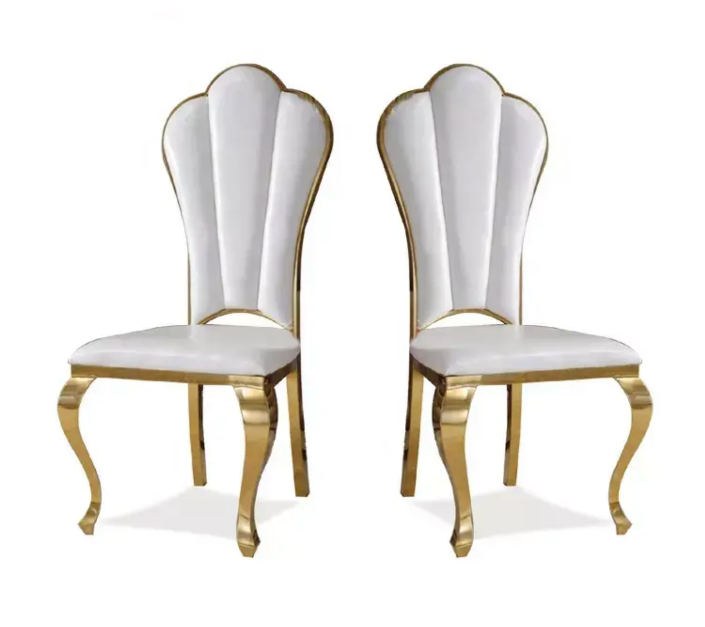 Elegant White and Gold Stainless Chairs
