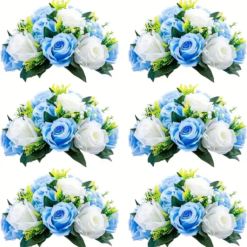Blue and White Green Artificial Flower