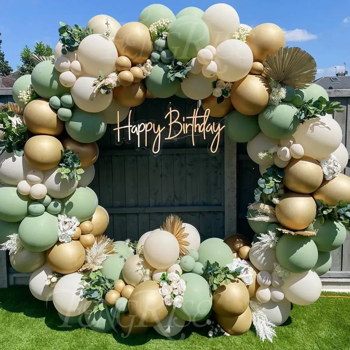 Green and Gold Balloon Arch