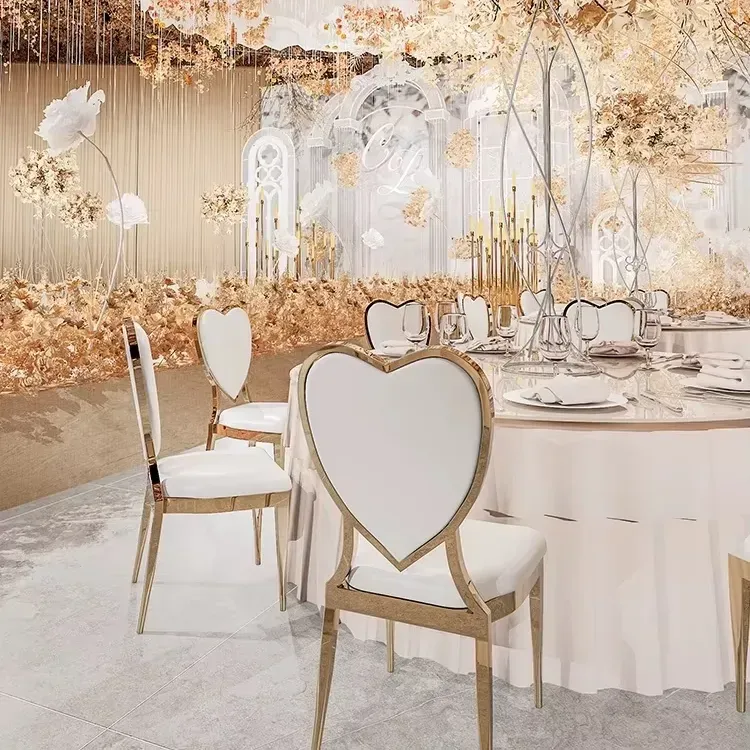 Heart-Shaped Gold Chairs