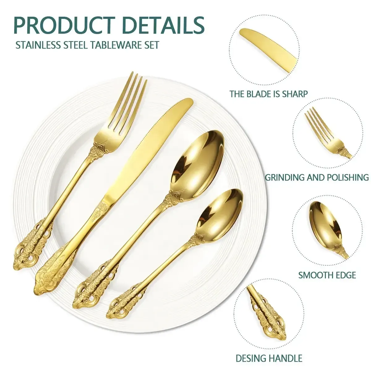 Ornate Gold Cutlery Set Royal