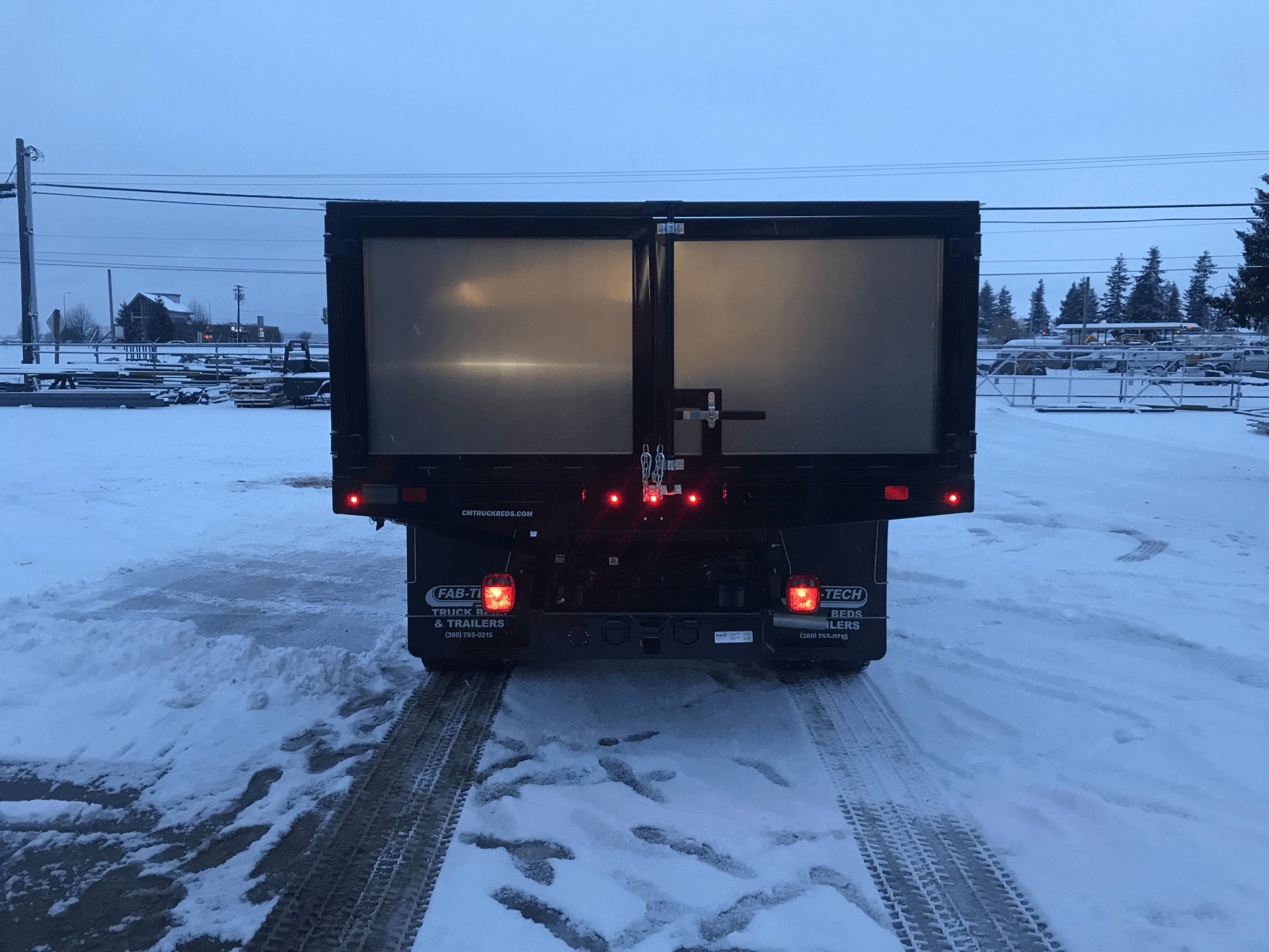 14' PL with hoist Custom side racks, rear doors and 24K hitch, Buyers 4' underbody boxes