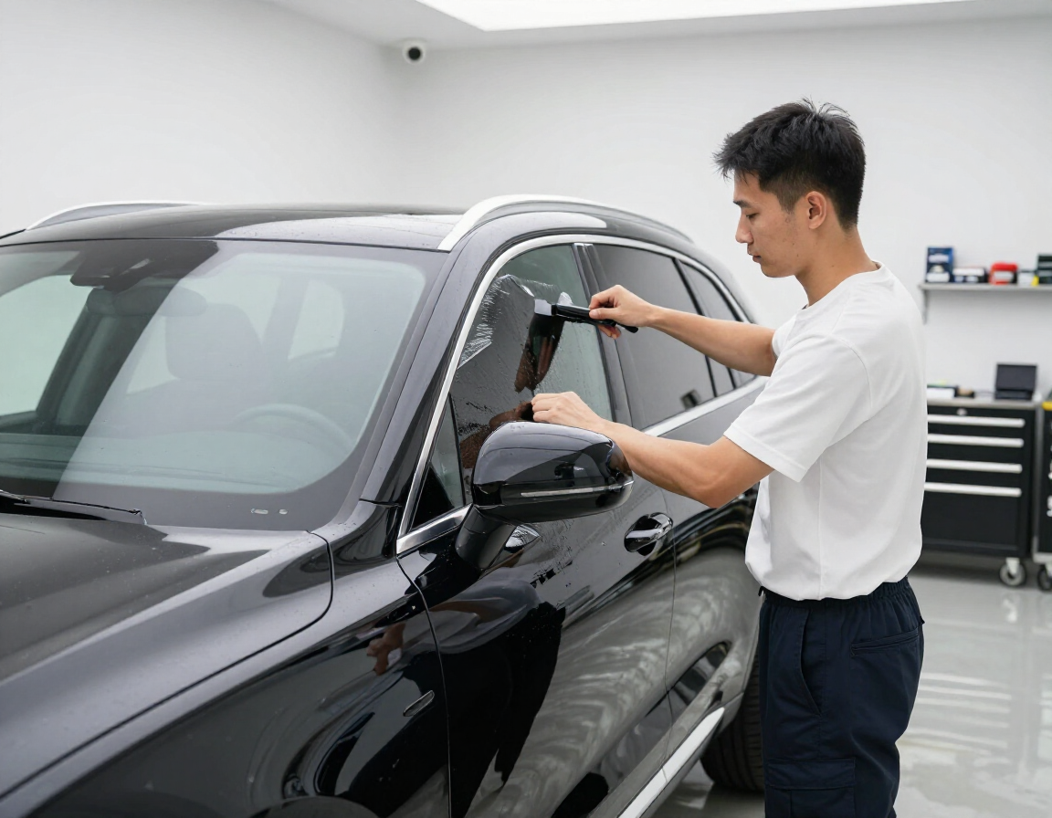 Automotive film installation at $99 Tint Club