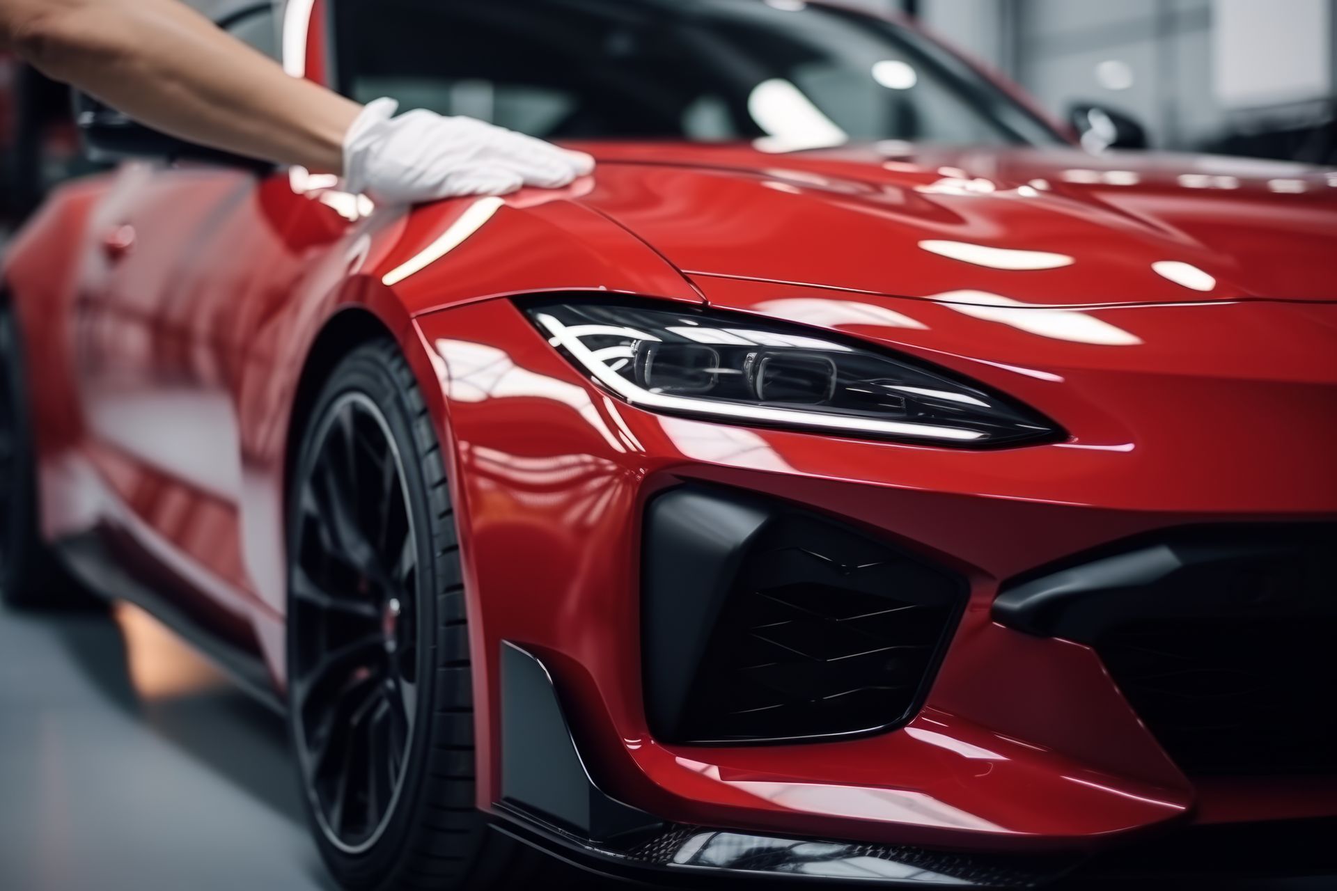Professional window tinting installation on a luxury vehicle