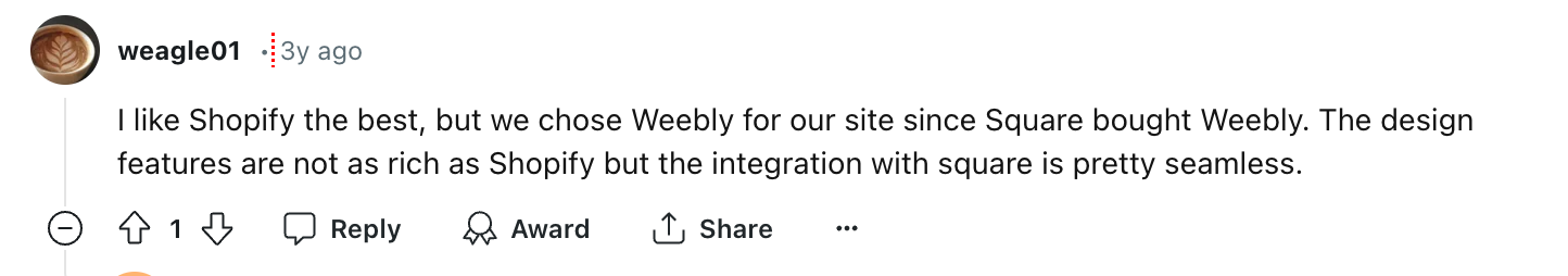 weebly is bought by square and good for site