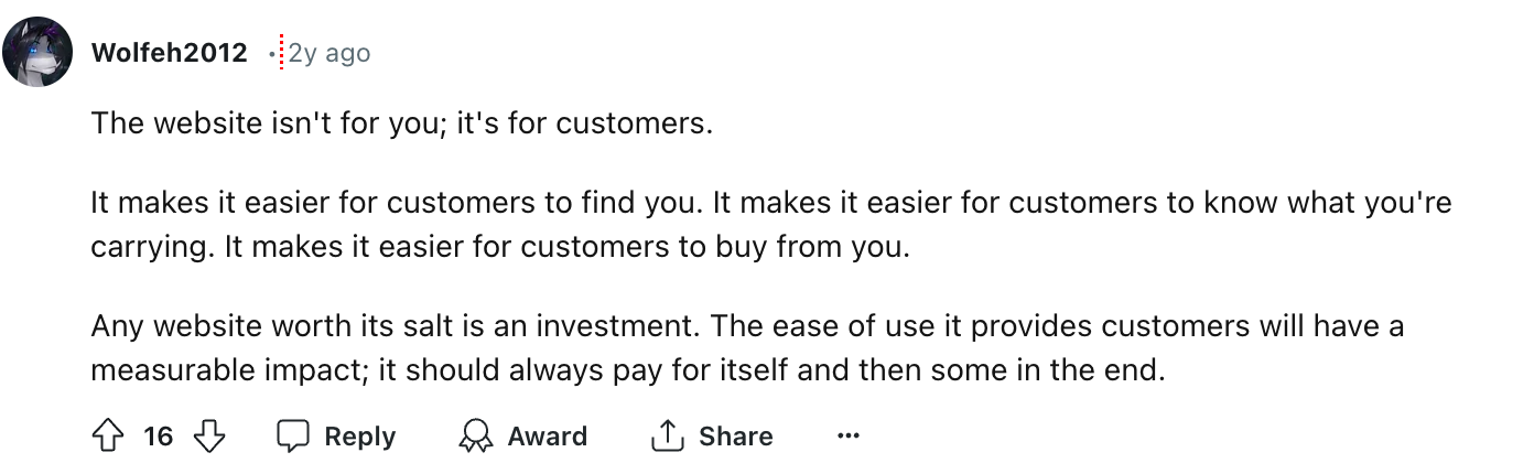 Websites are for customers. 