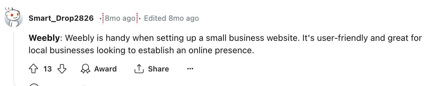 weebly is handy for small business