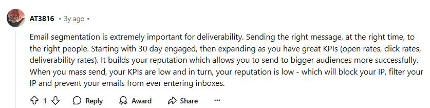 Reddior discusses the importance of email segmentation