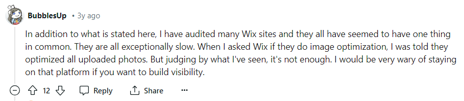Wix has slow performance.