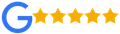 Google logo with five gold stars