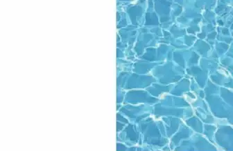 Blue swimming pool water texture beside a blank white area