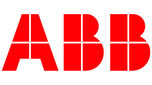 Logo ABB rosso con griglia bianca.