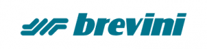 Logo Brevinin con design stilizzato e testo color verde acqua.