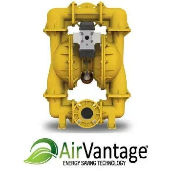 Pompa a doppia membrana ad aria compressa gialla con logo 
