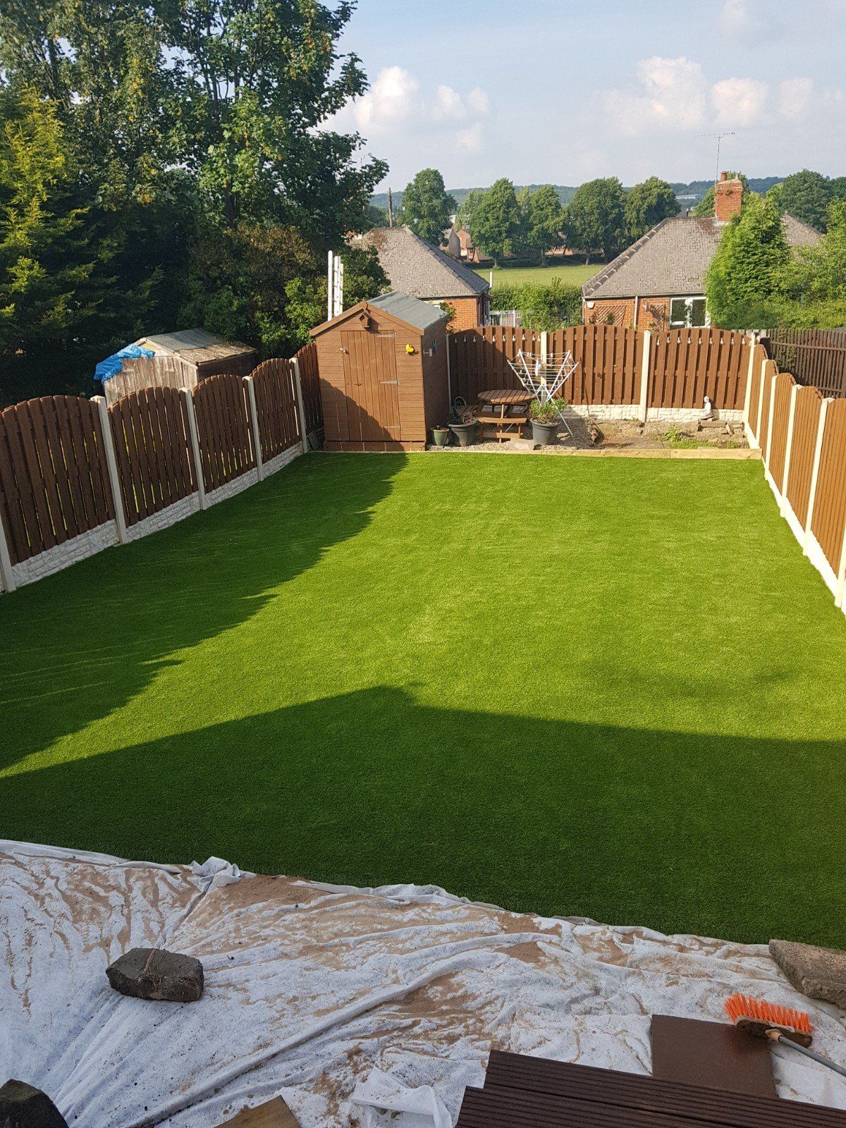 The finished 96m2 artificial grass back garden in Ecclesfield Sheffield
