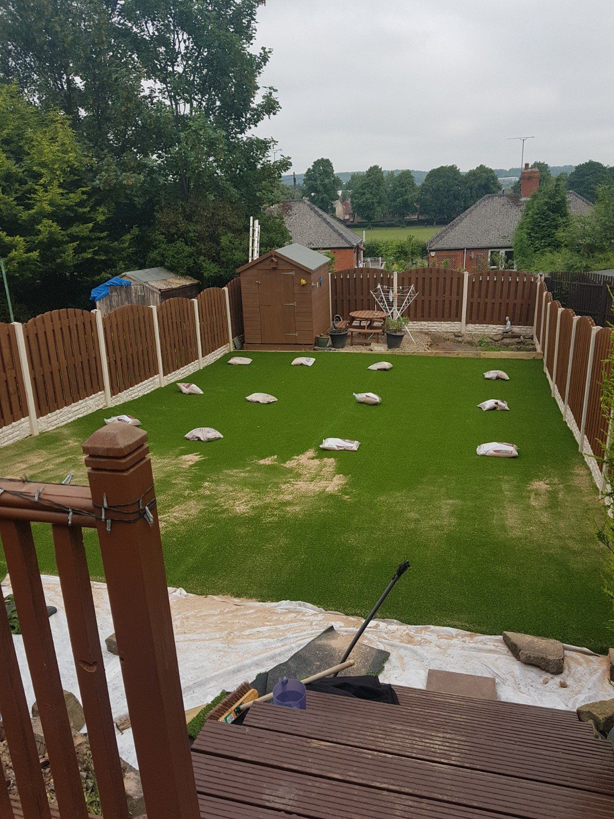 Top sand about to be brushed in for artificial grass project in Ecclesfield Sheffield