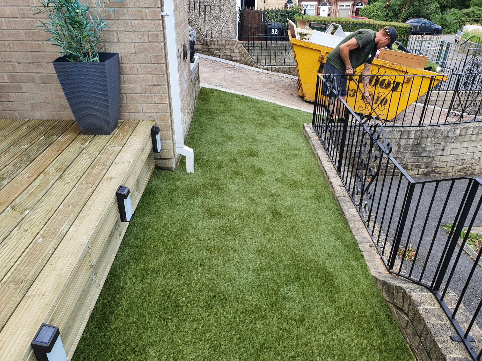 small artificial grass laid in front garden of house in Chesterfield