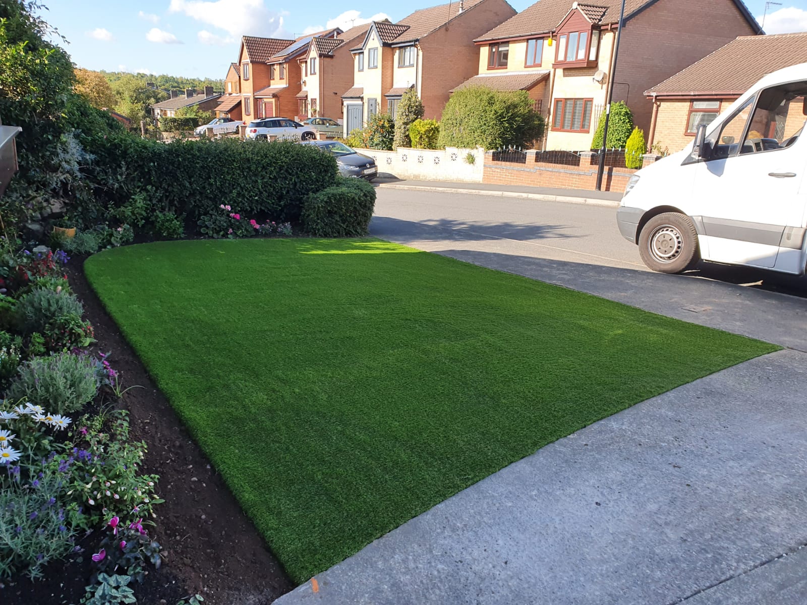 Finished artificial grass front lawn in Handsworth Sheffield