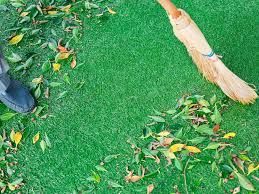 Zest Artificial Grass Luton - artificial turf having leaves swept up