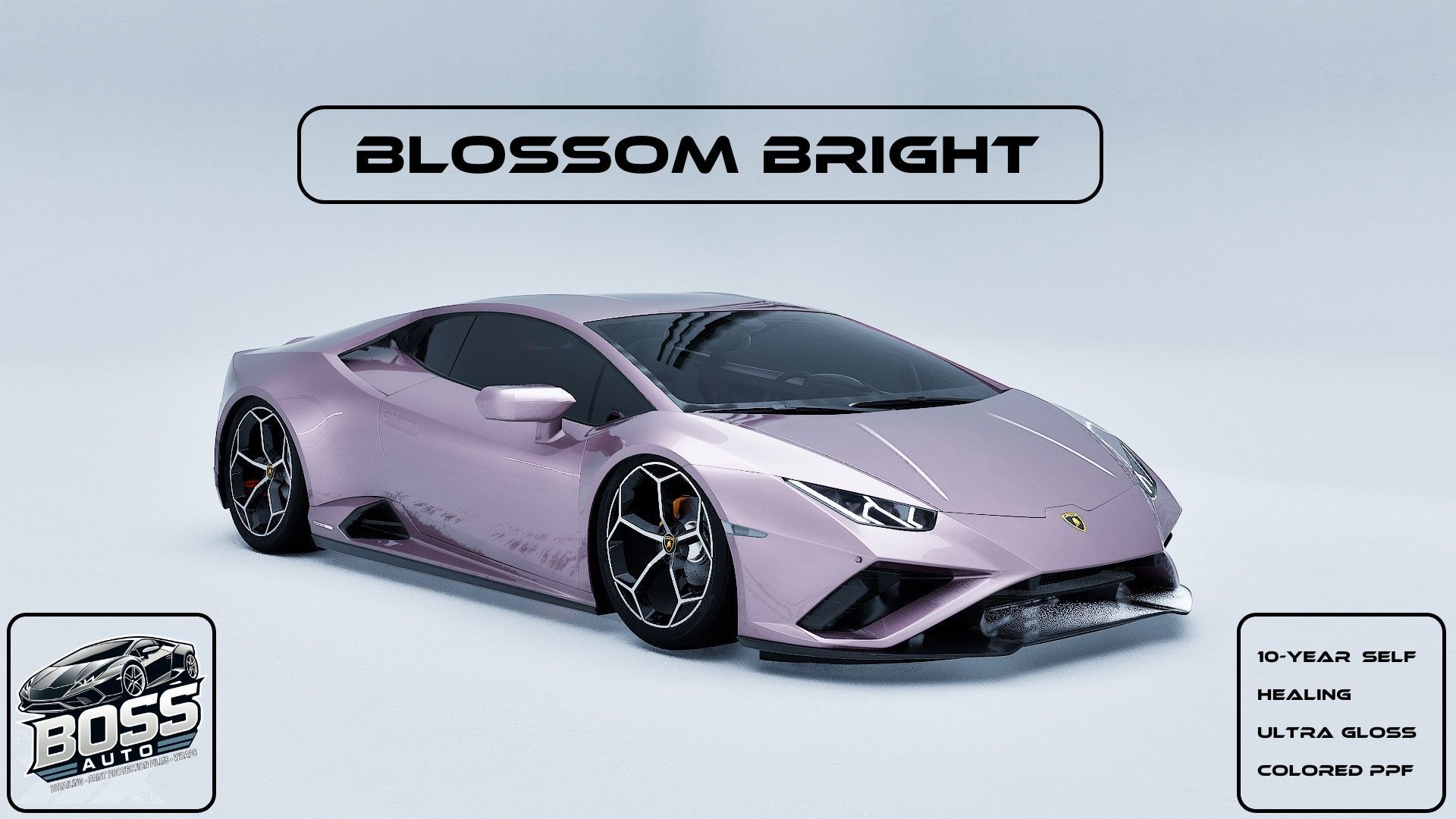 A pink lamborghini huracan is sitting on a white surface.