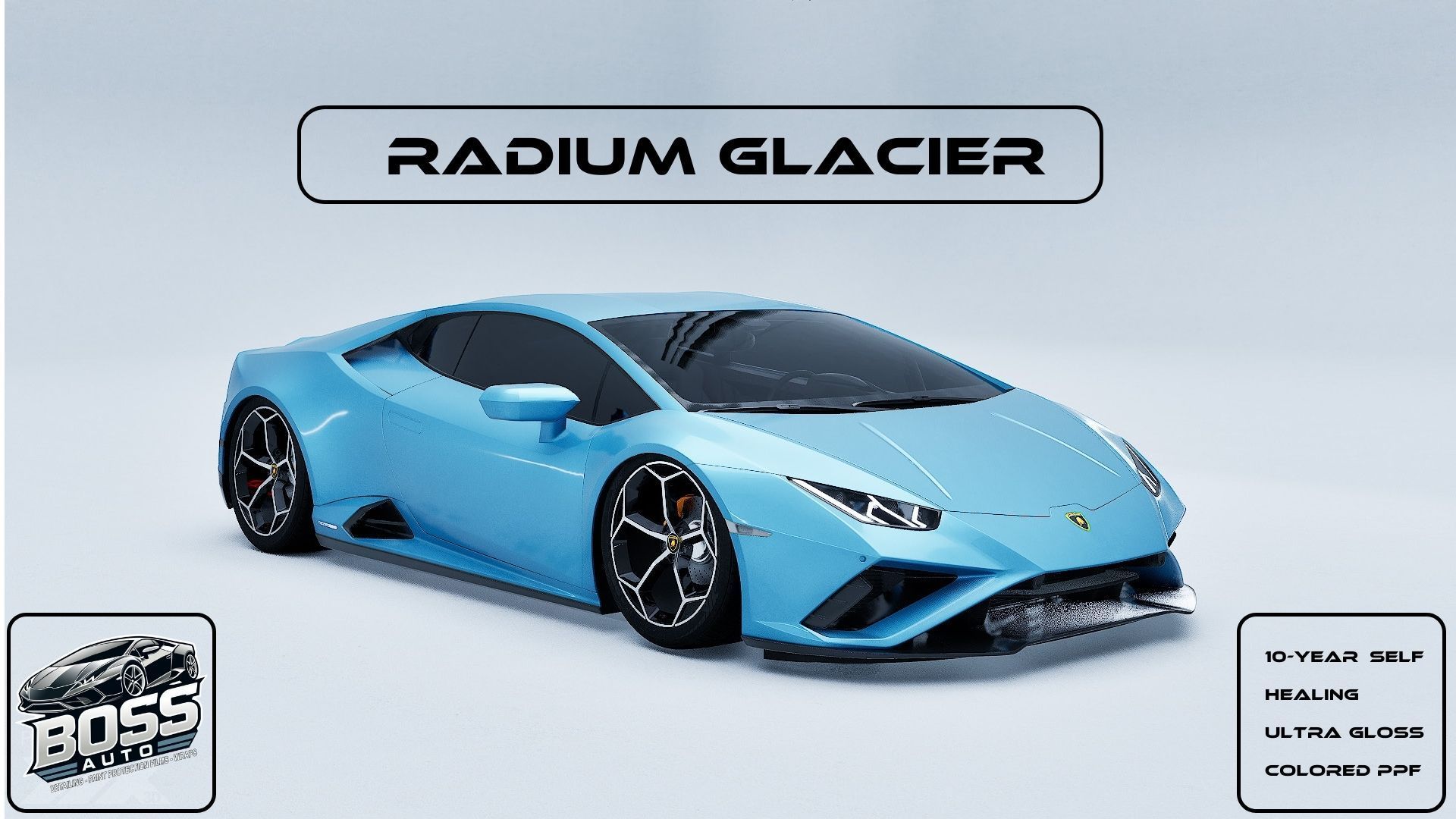 A blue lamborghini huracan is sitting on a white surface.