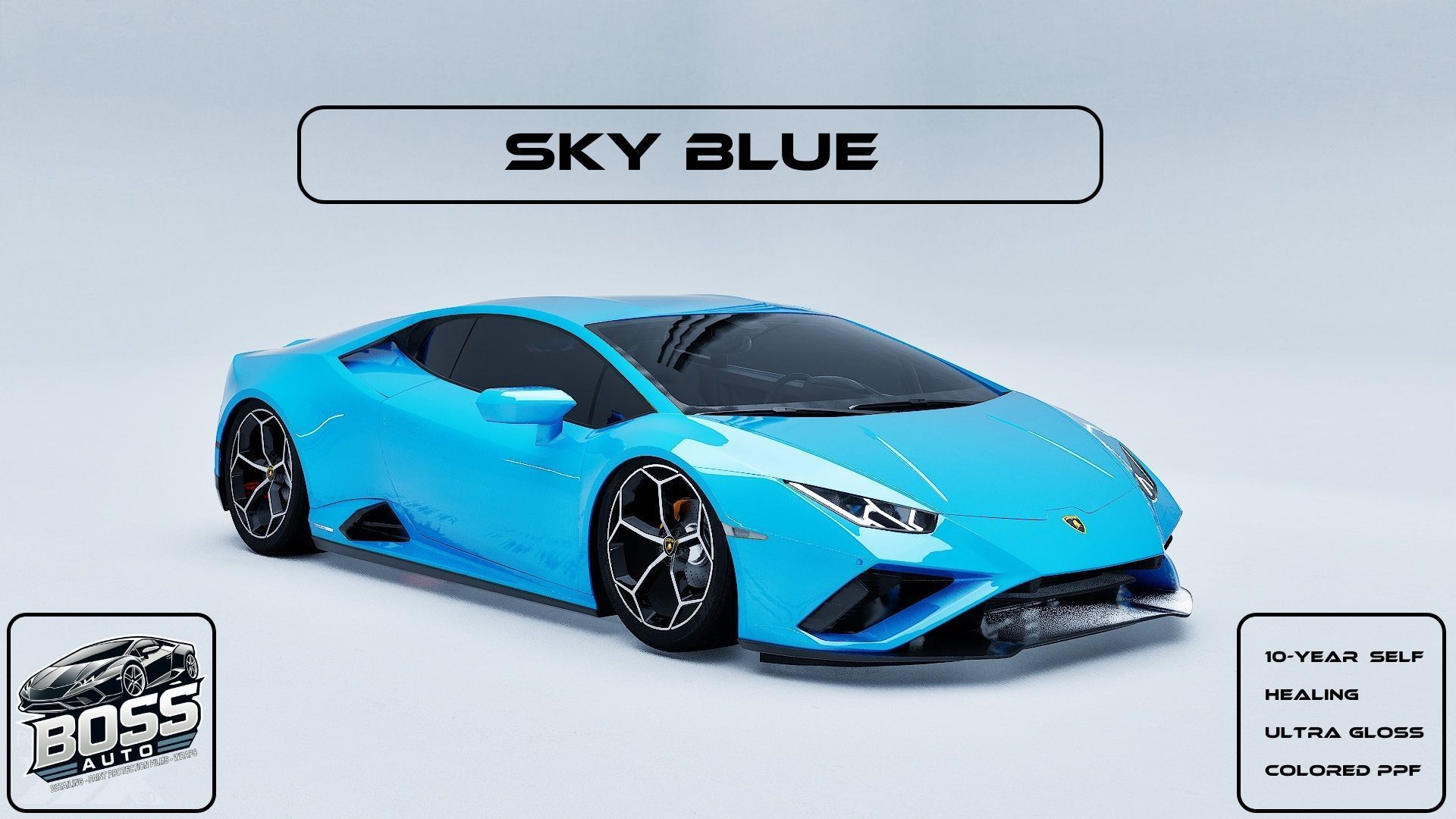 A blue lamborghini huracan is sitting on a white surface.